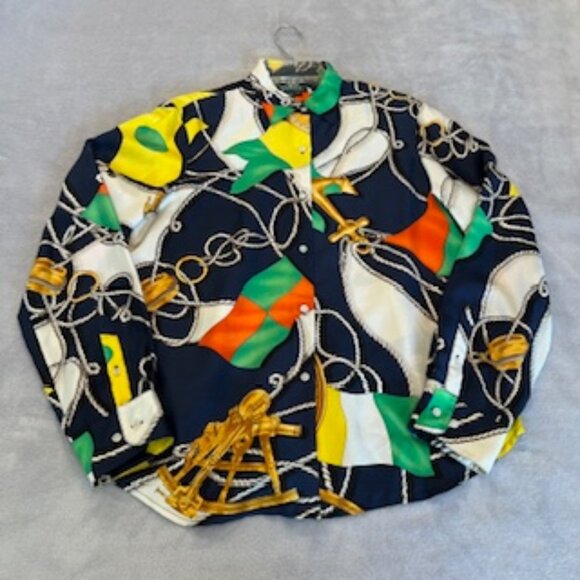 Rare Vintage Lauren Ralph Lauren 90's 100% Silk Shirt Blouse Button Down 10 - Picture 4 of 15